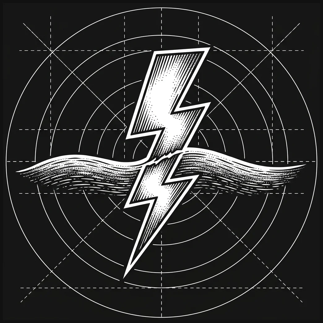 A lightning bolt hitting a digital wave representing unnatural engagement spikes