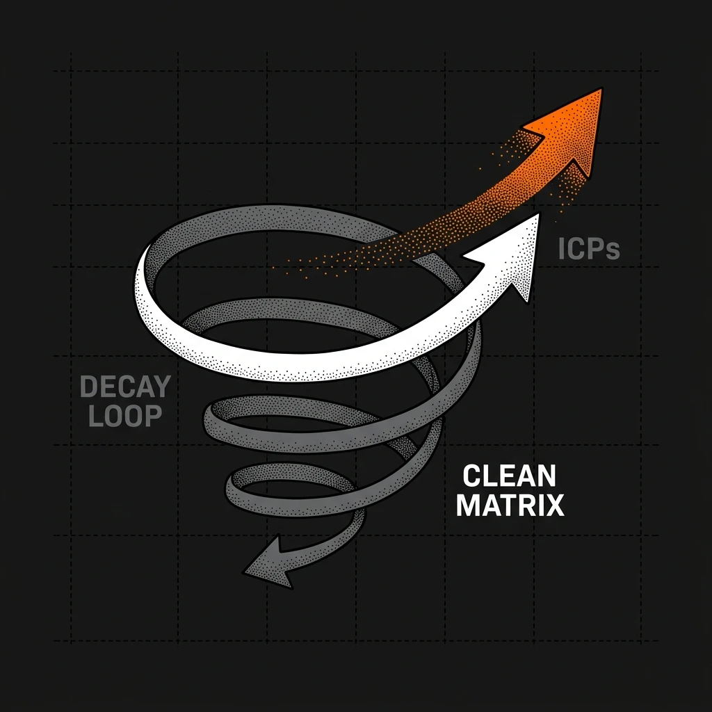 Algorithmic audience decay loop diagram