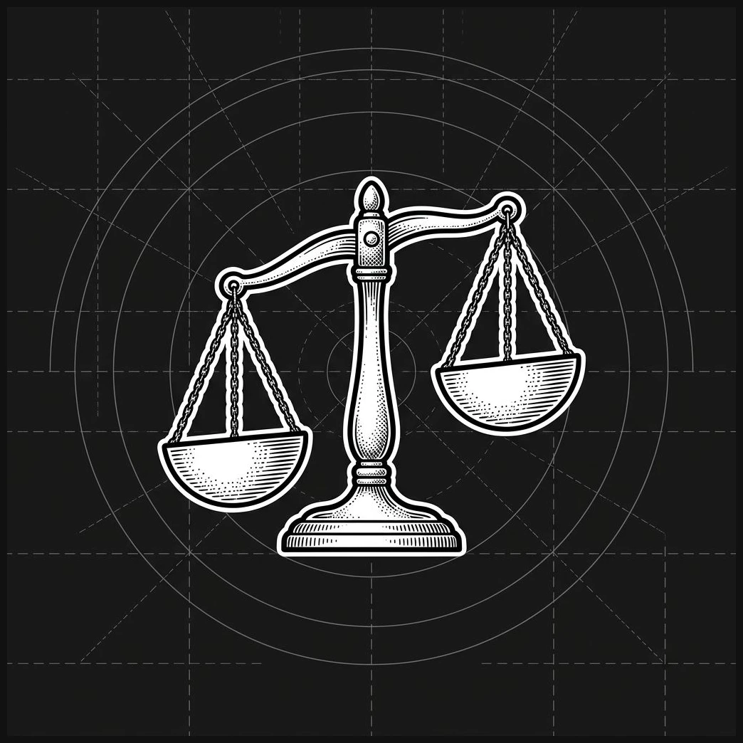 A detailed stippled woodcut engraving of a perfectly balanced weighing scale with two hemispheres