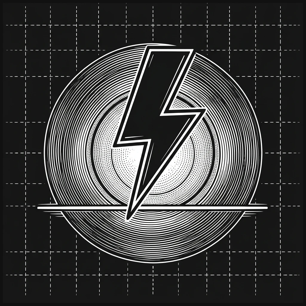 Stippled woodcut lightning bolt representing growth spikes and action velocity limits