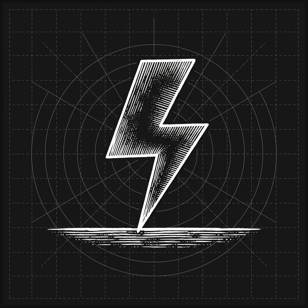 Wordless minimalist vector lightning bolt representing sudden artificial follower growth injection events