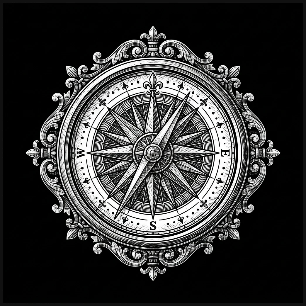 A compass symbolizing strategic direction in visual content planning