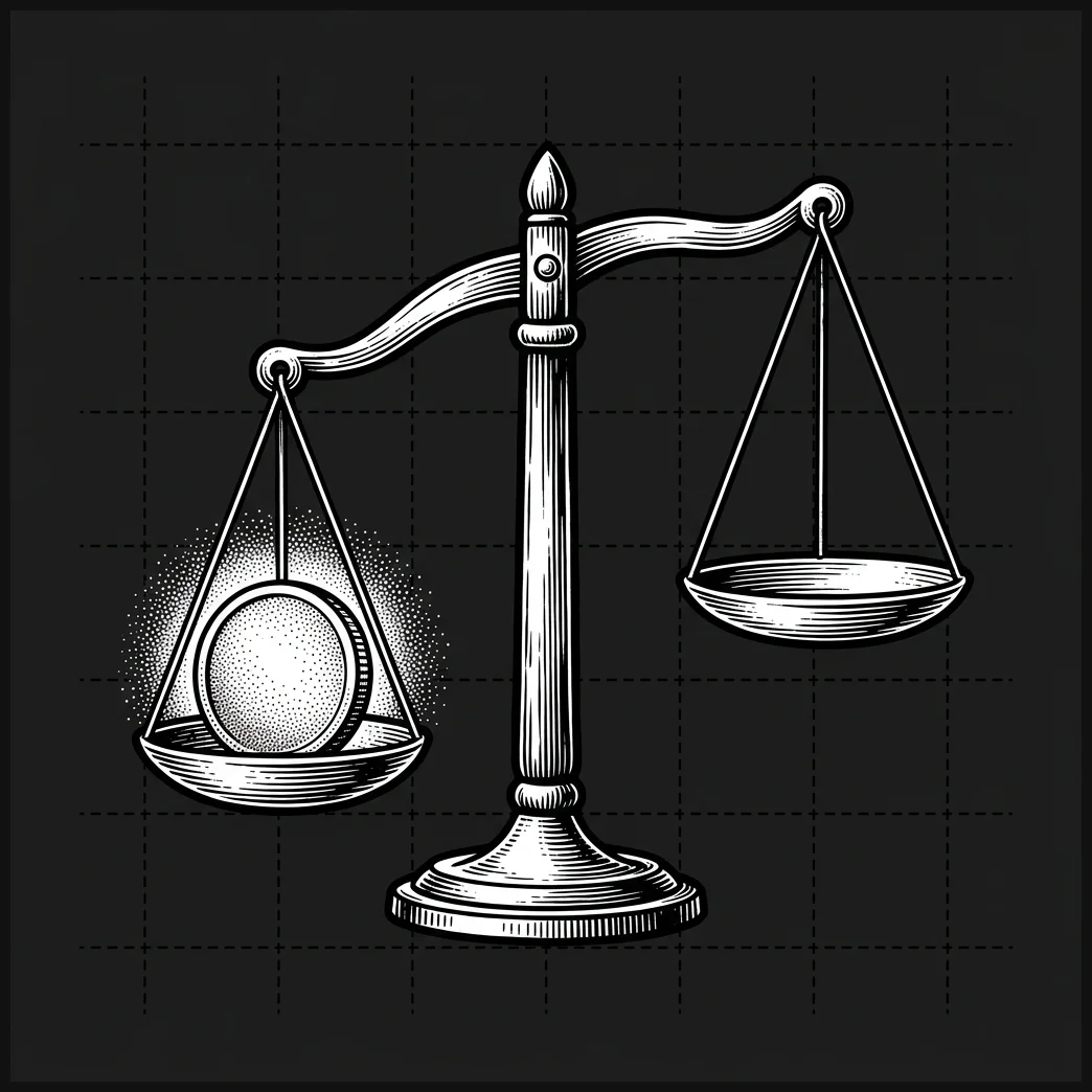 Woodcut engraving of a balance scale showing the weight of high-converting attention on Instagram
